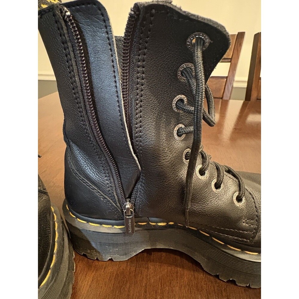 Dr. Martens Jadon Platform Leather Women's Boot - Black Polished Smooth,... - Picture 3 of 14